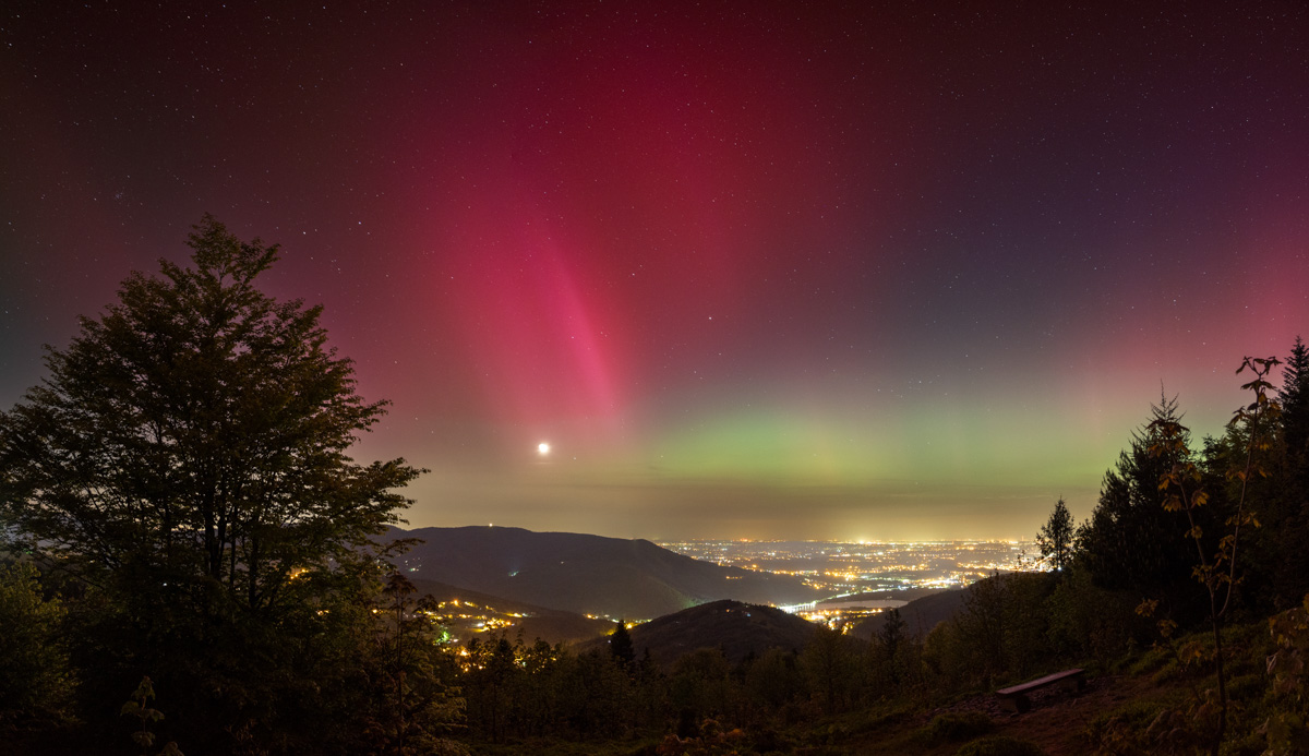 Zorza polarna nad Beskidami