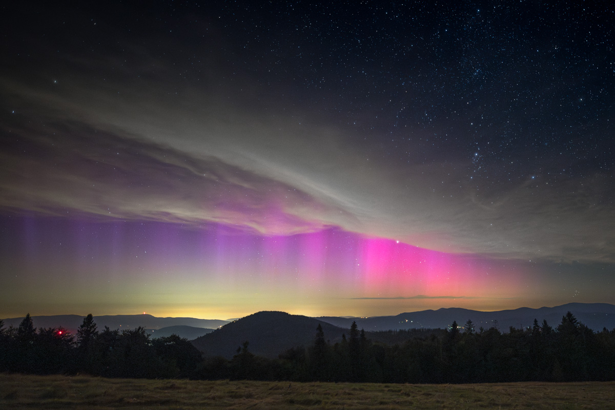 Zorza polarna widziana z Małej Rycerzowej